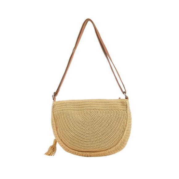 New! THE Sak Ryder Crochet Crescent Crossbody Bag Hobo Hand-Crocheted Bamboo Tan - Picture 3 of 8